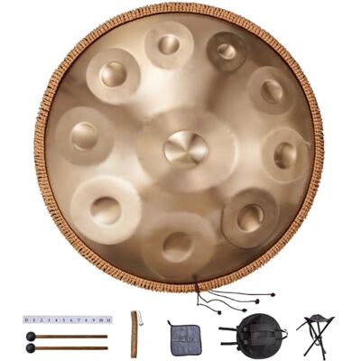VEVOR Handpan, 55 cm, 10 Noten, D-Moll-Handtrommel, Drum-Instrument mit Schlägeln, 432-Hz-Handpan-Ständer & Tragetasche, Heilende Klangtrommel aus Stahl, Schlaginstrumente für Erwachsene & Anfänger VEVOR Handpan, 55 cm, 10 Noten, D-Moll-Handtrommel, Drum-Instrument mit Schlägeln, 432-Hz-Handpan-Ständer & Tragetasche, Heilende Klangtrommel aus Stahl, Schlaginstrumente für Erwachsene & Anfänger