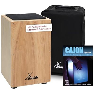 XDrum Cajon Primero Natur inkl. Cajonschule und Tasche, Korpus: Linde Schlagfläche: Linde, Verschraubte Frontseite, Afro-Peruanische Bauweise, Schallloch auf der Rückseite, Gewicht: 3, 9 kg XDrum Cajon Primero Natur inkl. Cajonschule und Tasche, Korpus: Linde Schlagfläche: Linde, Verschraubte Frontseite, Afro-Peruanische Bauweise, Schallloch auf der Rückseite, Gewicht: 3, 9 kg