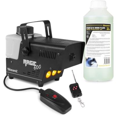 Beamz RAGE600LED Mini Nebelmaschine mit Flüssigkeit, 1 Liter inkl., 600 Watt Fogger mit LED Disco Licht, 2x Fernbedienung, Smoke Machine, 2L Tank, Fog Machine, Nebelmaschine Halloween Party, Hochzeit Beamz RAGE600LED Mini Nebelmaschine mit Flüssigkeit, 1 Liter inkl., 600 Watt Fogger mit LED Disco Licht, 2x Fernbedienung, Smoke Machine, 2L Tank, Fog Machine, Nebelmaschine Halloween Party, Hochzeit