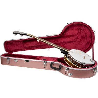Crossrock 5-String Resonator & Gibson Tenor Banjo Koffer Geformte ABS-Hartschale mit Sicherheitsschloss, Metallfüßen und abnehmbaren Gurten – Roségold (CRA861BJRG) Crossrock 5-String Resonator & Gibson Tenor Banjo Koffer Geformte ABS-Hartschale mit Sicherheitsschloss, Metallfüßen und abnehmbaren Gurten – Roségold (CRA861BJRG)