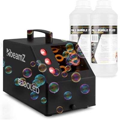Beamz B300LED Seifenblasenmaschine mit farbigen LEDs, inkl. 2L Flüssigkeit, Fernbedienung, 25 Watt, Luftblasenmaschine, Bubble Machine, 10.000 Bubbles pro Minute, Seifenblasen Hochzeit Schwarz Beamz B300LED Seifenblasenmaschine mit farbigen LEDs, inkl. 2L Flüssigkeit, Fernbedienung, 25 Watt, Luftblasenmaschine, Bubble Machine, 10.000 Bubbles pro Minute, Seifenblasen Hochzeit Schwarz