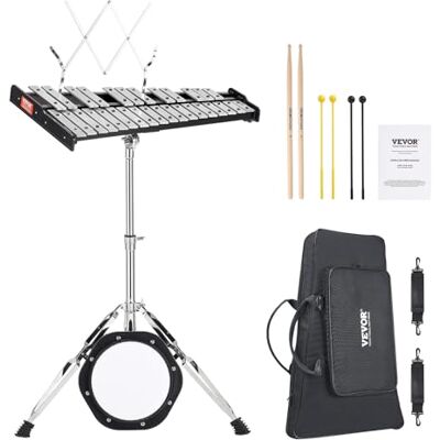 VEVOR Glockenspiel-Xylophon-Set mit 30 Noten, professionelles Schlaginstrumenten-Set mit Schlägeln, Trommelstöcken, Notenständer, 20 cm Übungspad, verstellbarem Ständer und Tragetasche VEVOR Glockenspiel-Xylophon-Set mit 30 Noten, professionelles Schlaginstrumenten-Set mit Schlägeln, Trommelstöcken, Notenständer, 20 cm Übungspad, verstellbarem Ständer und Tragetasche