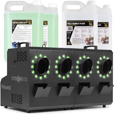 Beamz Cyclone400 Seifenblasenmaschine mit Nebel & LED mit 20 Liter Fluid – Nebelmaschine mit 24 RGBW LEDs – Smoke Bubble Machine, DMX & Fernbedienung, Seifenblasen Maschine für Partys & Events Beamz Cyclone400 Seifenblasenmaschine mit Nebel & LED mit 20 Liter Fluid – Nebelmaschine mit 24 RGBW LEDs – Smoke Bubble Machine, DMX & Fernbedienung, Seifenblasen Maschine für Partys & Events