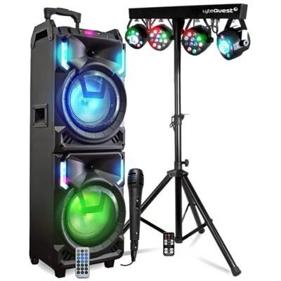 Pickering Mega Lautsprecher für unterwegs, 800 W, MS01XXL-N, USB, Bluetooth, LED-Effekte, Mikrofon Sono Karaoke, DJ, Lichter, für Partys Pickering Mega Lautsprecher für unterwegs, 800 W, MS01XXL-N, USB, Bluetooth, LED-Effekte, Mikrofon Sono Karaoke, DJ, Lichter, für Partys