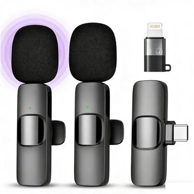 Qhot Kabelloses Lavalier Mikrofon für iPhone & Android – 2,4GHz Wireless System, USB-C & Lightning, Plug & Play, DSP Noise Cancelling, 10h Akku, Video, Interview & Content Creation (Grau) Qhot Kabelloses Lavalier Mikrofon für iPhone & Android – 2,4GHz Wireless System, USB-C & Lightning, Plug & Play, DSP Noise Cancelling, 10h Akku, Video, Interview & Content Creation (Grau)