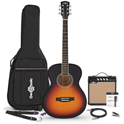 Gear4Music Elektroakustikgitarre für Schüler, Sunburst, mit 15W-Verstärker Komfortabler C-Hals, Integrierter Vorverstärker mit 3-Band-EQ, 15W-Verstärker mit Komplettem Zubehörset Gear4Music Elektroakustikgitarre für Schüler, Sunburst, mit 15W-Verstärker Komfortabler C-Hals, Integrierter Vorverstärker mit 3-Band-EQ, 15W-Verstärker mit Komplettem Zubehörset