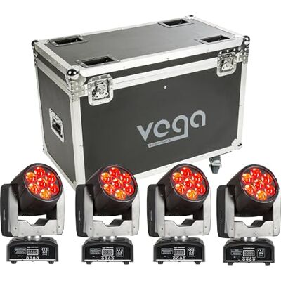 lightmaXX Vega ZOOM, 4er Set Moving Heads, 12x RGBW LED, 84W, 16 Kanäle, Zoom, Tour Case, Lichtset lightmaXX Vega ZOOM, 4er Set Moving Heads, 12x RGBW LED, 84W, 16 Kanäle, Zoom, Tour Case, Lichtset
