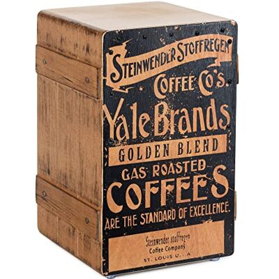 XDrum Design Series Cajon "Coffee", Designer-Cajon mit Vintage-Aufdruck Integrierter Bass Port, Korpus: HPL (High Pressure Laminate), Obere Hälfte der Schlagfläche geschraubt, Rutschfeste Gummifüße XDrum Design Series Cajon "Coffee", Designer-Cajon mit Vintage-Aufdruck Integrierter Bass Port, Korpus: HPL (High Pressure Laminate), Obere Hälfte der Schlagfläche geschraubt, Rutschfeste Gummifüße