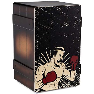 XDrum Design Series Cajon "Boxer", Designer-Cajon mit Comic-Aufdruck Integrierter Bass Port, Korpus: HPL (High Pressure Laminate), Obere Hälfte der Schlagfläche geschraubt, Schlagfläche: "Boxer XDrum Design Series Cajon "Boxer", Designer-Cajon mit Comic-Aufdruck Integrierter Bass Port, Korpus: HPL (High Pressure Laminate), Obere Hälfte der Schlagfläche geschraubt, Schlagfläche: "Boxer