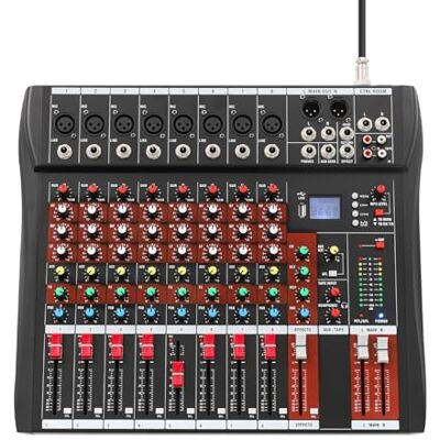 Repomanda 8-Kanal Professionelles Audiomischpult Mit Bluetooth USB 48V Phantomspeisung 3-Band EQ 2,48 Zoll Dämpfungsregler 10-Segment LED-Levelanzeige Live Studio DJ Karaoke Party Konzert Aufnahme Repomanda 8-Kanal Professionelles Audiomischpult Mit Bluetooth USB 48V Phantomspeisung 3-Band EQ 2,48 Zoll Dämpfungsregler 10-Segment LED-Levelanzeige Live Studio DJ Karaoke Party Konzert Aufnahme