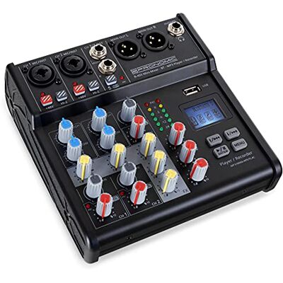 Pronomic B-403 Mini-Mixer mit Bluetooth und USB-Recording Kompakter 4-Kanal Mixer 2 Kanäle mit Combobuchsen, Phantomspeisung und Hi-Z Schalter USB-Port Main-Ausgänge im XLR-Format Schwarz Pronomic B-403 Mini-Mixer mit Bluetooth und USB-Recording Kompakter 4-Kanal Mixer 2 Kanäle mit Combobuchsen, Phantomspeisung und Hi-Z Schalter USB-Port Main-Ausgänge im XLR-Format Schwarz