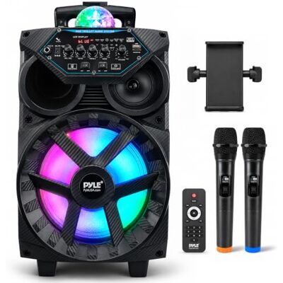 Pyle Partybox Bluetooth Lautsprecher Groß, 580W Musikbox, Boombox mit Lichtern & Rollen, inkl. 2 Kabellose Mikrofone, Super Bass, USB/SD/AUX/RCA/FM, Aufladbare Akku, für Party Outdoor & Zuhause Pyle Partybox Bluetooth Lautsprecher Groß, 580W Musikbox, Boombox mit Lichtern & Rollen, inkl. 2 Kabellose Mikrofone, Super Bass, USB/SD/AUX/RCA/FM, Aufladbare Akku, für Party Outdoor & Zuhause