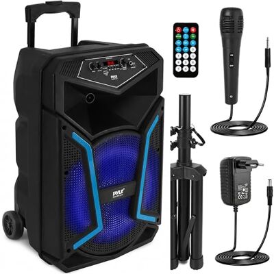 Pyle Partybox Bluetooth 12 Zoll 800W Lautsprecher – Leistungsstarke PA Anlage mit Akku, Mikrofon, LED Lichteffekte, USB, AUX, FM Radio, Rollen & Teleskopgriff Pyle Partybox Bluetooth 12 Zoll 800W Lautsprecher – Leistungsstarke PA Anlage mit Akku, Mikrofon, LED Lichteffekte, USB, AUX, FM Radio, Rollen & Teleskopgriff