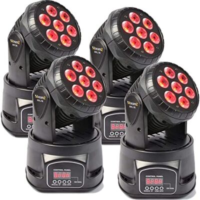 Beamz MHL74 Movinghead 4er Set, Moving head Set LED 4x9 Watt DMX DJ Licht, Discolicht Partylicht, bewegliche Köpfe Disco Licht, Soundgesteuert, Auto-Modus DJ Lichteffekte schwarz Beamz MHL74 Movinghead 4er Set, Moving head Set LED 4x9 Watt DMX DJ Licht, Discolicht Partylicht, bewegliche Köpfe Disco Licht, Soundgesteuert, Auto-Modus DJ Lichteffekte schwarz