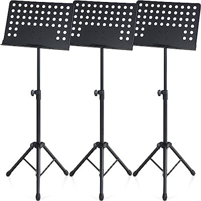 Pronomic OS-01P Orchesterpult Lochblech Ständer (Notenständer mit Notenklemmen, Abnehmbare Ablage, 2 Federklemmen, ausziehbar von 69 cm bis 115 cm) schwarz Pronomic OS-01P Orchesterpult Lochblech Ständer (Notenständer mit Notenklemmen, Abnehmbare Ablage, 2 Federklemmen, ausziehbar von 69 cm bis 115 cm) schwarz