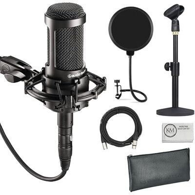 Audio-Technica AT2035 Nieren-Kondensatormikrofon für Content Creators, Streamer, Podcaster und Musiker, gebündelt mit XLR-Kabel + Pop-Filter + Desktop-Mikrofonständer (4 Stück) Audio-Technica AT2035 Nieren-Kondensatormikrofon für Content Creators, Streamer, Podcaster und Musiker, gebündelt mit XLR-Kabel + Pop-Filter + Desktop-Mikrofonständer (4 Stück)