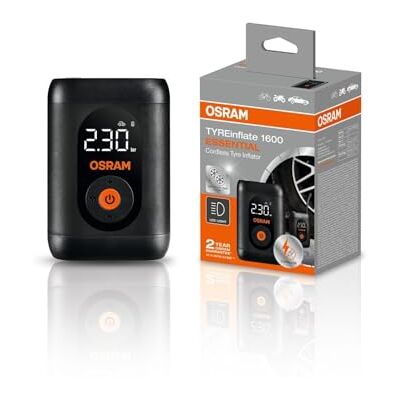 Osram TYREinflate 1600 ESSENTIAL, kabelloser wiederaufladbarer digitaler Reifenkompressor, Reifenfüllung in 6 Minuten, Flexibler 20 cm Schlauch Osram TYREinflate 1600 ESSENTIAL, kabelloser wiederaufladbarer digitaler Reifenkompressor, Reifenfüllung in 6 Minuten, Flexibler 20 cm Schlauch