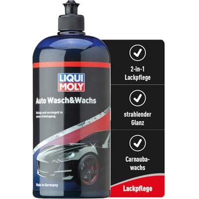 Liqui Moly Auto Wasch&Wachs Auto Shampoo Konzentrat, Art.-Nr. 1542 I 1L Autoshampoo mit Wachs zur schonenden Reinigung & Versiegelung I 2-in-1 Wash and Wax mit Carnaubawachs I Glanz & optimaler Schutz Liqui Moly Auto Wasch&Wachs Auto Shampoo Konzentrat, Art.-Nr. 1542 I 1L Autoshampoo mit Wachs zur schonenden Reinigung & Versiegelung I 2-in-1 Wash and Wax mit Carnaubawachs I Glanz & optimaler Schutz
