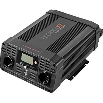 Technaxx KFZ Wechselrichter 12V auf 230V Reiner Sinus 2000W (4000W Spitze) – TÜV Rheinland zertifizierter Spannungswandler mit LC-Display, 2x Schuko, USB-C & USB-A QC3.0 – für Auto, Camping – TE22 Technaxx KFZ Wechselrichter 12V auf 230V Reiner Sinus 2000W (4000W Spitze) – TÜV Rheinland zertifizierter Spannungswandler mit LC-Display, 2x Schuko, USB-C & USB-A QC3.0 – für Auto, Camping – TE22