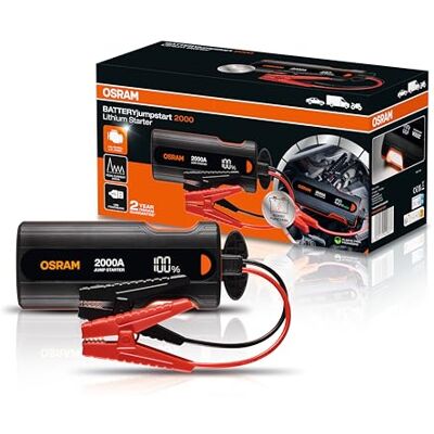 Osram BATTERYjumpstart 2000, Lithium Starthilfegerät 12V, 2000A Auto Batteriestarter, Powerbank USB-C, für Benzinmotoren bis 8L & Diesel bis 4L Osram BATTERYjumpstart 2000, Lithium Starthilfegerät 12V, 2000A Auto Batteriestarter, Powerbank USB-C, für Benzinmotoren bis 8L & Diesel bis 4L