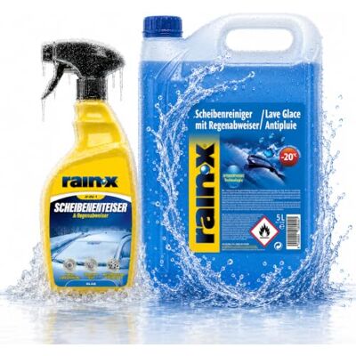 Rain-X Scheibenenteiser 500 ml & Scheibenreiniger mit Regenabweiser 5L Rain-X Scheibenenteiser 500 ml & Scheibenreiniger mit Regenabweiser 5L