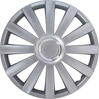 AUTO-STYLE Satz Radzierblenden Spyder 15-Zoll Silber + Chrom Ringe AUTO-STYLE Satz Radzierblenden Spyder 15-Zoll Silber + Chrom Ringe