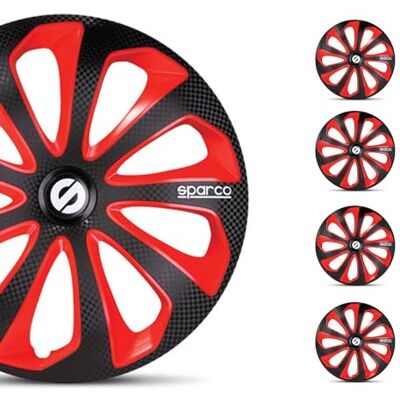 Sparco Satz Radzierblenden Sicilia 16-Zoll Schwarz/Rot/Karbon Sparco Satz Radzierblenden Sicilia 16-Zoll Schwarz/Rot/Karbon