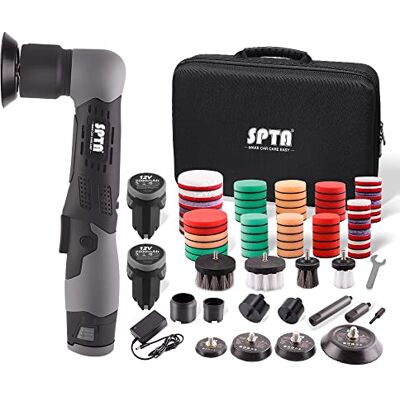 SPTA Poliermaschine, Winkelpolierer, 12V Mini Ezenter Poliermaschine Polierer, Polierer 25mm/50mm/80mm Polierteller/Polierschwamm/Wollscheibe, zum Polieren von Auto, Möbeln LD104DE-V2 SPTA Poliermaschine, Winkelpolierer, 12V Mini Ezenter Poliermaschine Polierer, Polierer 25mm/50mm/80mm Polierteller/Polierschwamm/Wollscheibe, zum Polieren von Auto, Möbeln LD104DE-V2