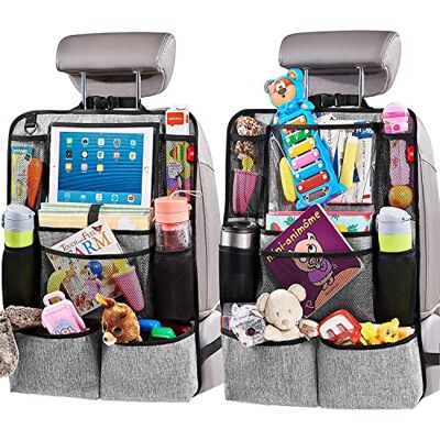 Helteko Autositz-Organizer, Kick-Matten Rücksitzschutz mit Touchscreen Tablet-Halterung, Auto Rücksitz Organizer für Kinder, Auto Reisezubehör, Auto Organizer mit 9 Aufbewahrungstaschen, 2 Stück Helteko Autositz-Organizer, Kick-Matten Rücksitzschutz mit Touchscreen Tablet-Halterung, Auto Rücksitz Organizer für Kinder, Auto Reisezubehör, Auto Organizer mit 9 Aufbewahrungstaschen, 2 Stück