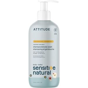 ATTITUDE Shampoo and Body Wash for Baby with Sensitive Skin, EWG Verified, Plant- and Mineral-Based Ingredients, Vegan, Enriched with Oatmeal, Unscented, 473 mL ATTITUDE Shampoo and Body Wash for Baby with Sensitive Skin, EWG Verified, Plant- and Mineral-Based Ingredients, Vegan, Enriched with Oatmeal, Unscented, 473 mL