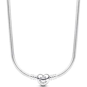 PANDORA Moments Schlangen-Gliederarmband mit Herzverschluss aus Sterling Silber, kompatibel Moments Kollektion, Länge: 45cm, 393091C00-45 PANDORA Moments Schlangen-Gliederarmband mit Herzverschluss aus Sterling Silber, kompatibel Moments Kollektion, Länge: 45cm, 393091C00-45