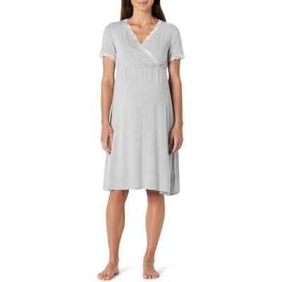 Amazon Damen Nachtwäsche-Umstands- und Stillhemd aus weichem Modal, Mittelgrau Meliert, XXL Amazon Damen Nachtwäsche-Umstands- und Stillhemd aus weichem Modal, Mittelgrau Meliert, XXL