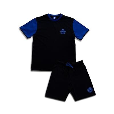Inter hermet Kurzer Schlafanzug, Unisex, für Erwachsene, Schwarz und Blau, L Inter hermet Kurzer Schlafanzug, Unisex, für Erwachsene, Schwarz und Blau, L
