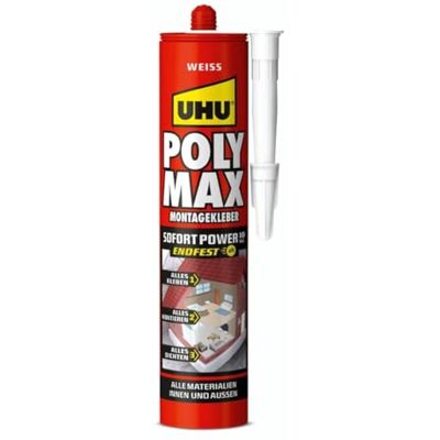 UHU 47230 POLY MAX 10 SEKUNDEN SOFORT POWER Kartusche, weiß, 440g UHU 47230 POLY MAX 10 SEKUNDEN SOFORT POWER Kartusche, weiß, 440g