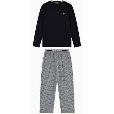 Giorgio Armani Langer Herren-Pyjama, gefärbt, gewebt, Schwarz, Größe XL, Schwarz, XL Giorgio Armani Langer Herren-Pyjama, gefärbt, gewebt, Schwarz, Größe XL, Schwarz, XL