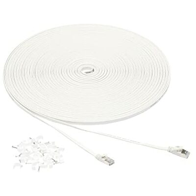 Amazon flaches RJ45 Cat-7 Gigabit Ethernet Patch Internetkabel, 30.5 m, Weiß Amazon flaches RJ45 Cat-7 Gigabit Ethernet Patch Internetkabel, 30.5 m, Weiß