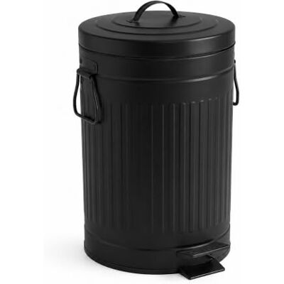 Relaxdays Mülleimer, 12 Liter, Küche, Bad, entnehmbarer Inneneimer, schwarz Fußpedal, Softclose, Eisen, Kunststoff, Tretmülleimer, Retro-Design Relaxdays Mülleimer, 12 Liter, Küche, Bad, entnehmbarer Inneneimer, schwarz Fußpedal, Softclose, Eisen, Kunststoff, Tretmülleimer, Retro-Design