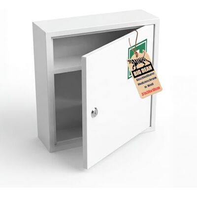 BigDean Medizinschrank aus Stahl abschließbar mit 2 Schlüsseln 36x31,5x10cm BigDean Medizinschrank aus Stahl abschließbar mit 2 Schlüsseln 36x31,5x10cm