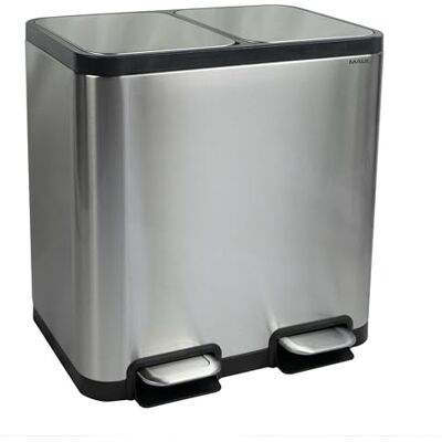 MAUL Tretmülleimer silber cycle 40 l Edelstahl 2 Fächer Soft-Close hygienische Fußbedienung, einfache Mülltrennung, leiser Deckelschluss, geruchshemmend, griffbereite Inneneimer, pflegeleicht MAUL Tretmülleimer silber cycle 40 l Edelstahl 2 Fächer Soft-Close hygienische Fußbedienung, einfache Mülltrennung, leiser Deckelschluss, geruchshemmend, griffbereite Inneneimer, pflegeleicht