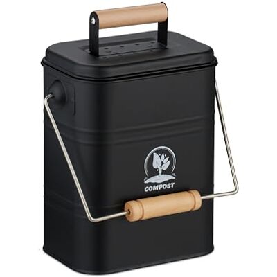 Relaxdays Komposteimer Küche, 3,5 Liter, 2 Aktivkohlefilter, Deckel, Henkel, Eisen & Holz, Biomüllbehälter, Farbwahl Relaxdays Komposteimer Küche, 3,5 Liter, 2 Aktivkohlefilter, Deckel, Henkel, Eisen & Holz, Biomüllbehälter, Farbwahl