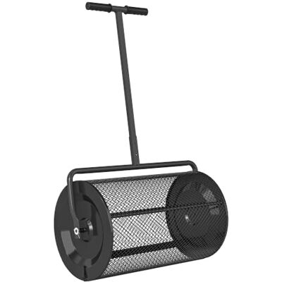 Outsunny Kompoststreuer Düngerstreuer T-Griff Metall 75L 61x40cm Schwarz Mesh-Korb, Gartenstreuer, Saatgutstreuer, Torfmoosstreuer, Rasenstreuer, Kompostrolle, für Kompost Mist Dünger Saat Outsunny Kompoststreuer Düngerstreuer T-Griff Metall 75L 61x40cm Schwarz Mesh-Korb, Gartenstreuer, Saatgutstreuer, Torfmoosstreuer, Rasenstreuer, Kompostrolle, für Kompost Mist Dünger Saat