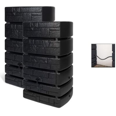 Kreher XXL Regentonne 2er-Set Wassertonne Stein-Optik (500 L, Anthrazit) Regenwassertank aus Kunststoff, jede Tonne mit Wasserhahn und Verbindungsstück, für die Regenwassersammlung im Garten Kreher XXL Regentonne 2er-Set Wassertonne Stein-Optik (500 L, Anthrazit) Regenwassertank aus Kunststoff, jede Tonne mit Wasserhahn und Verbindungsstück, für die Regenwassersammlung im Garten
