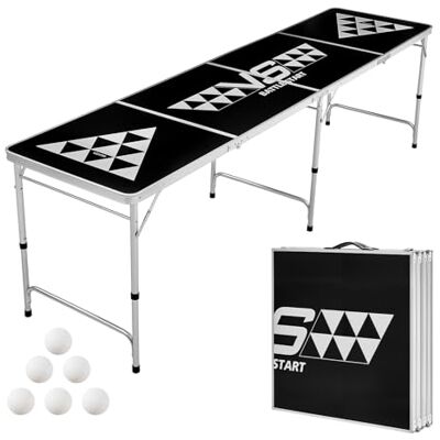 VEVOR Klappbarer Bierpong-Tisch 2,4 x 0,6 x 0,7 m mit 6 Tischtennisbällen Faltbarer Beer-Pong-Tisch Tragbar mit Tragegriffen, Ideal für Büro, Grillpartys, Reisen und Camping, Höhenverstellbar\n VEVOR Klappbarer Bierpong-Tisch 2,4 x 0,6 x 0,7 m mit 6 Tischtennisbällen Faltbarer Beer-Pong-Tisch Tragbar mit Tragegriffen, Ideal für Büro, Grillpartys, Reisen und Camping, Höhenverstellbar\n