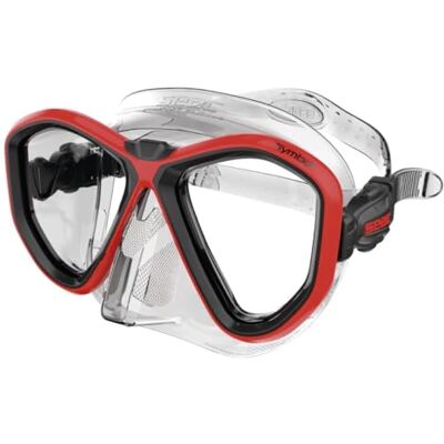 SEAC Symbol, Made in Italy Zweiglas-Tauchmaske mit Einer 3D-Schnalle direkt am Maskenkörper SEAC Symbol, Made in Italy Zweiglas-Tauchmaske mit Einer 3D-Schnalle direkt am Maskenkörper