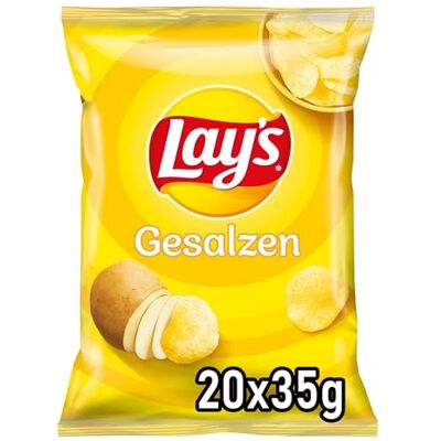 Lay's Lays Gesalzen Knusprig gesalzene Kartoffelchips für eine gelungene Party 20 x 35g Lay's Lays Gesalzen Knusprig gesalzene Kartoffelchips für eine gelungene Party 20 x 35g