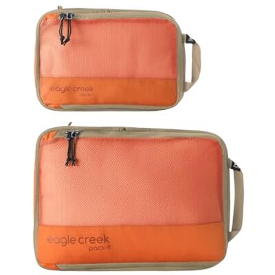 Eagle Pack-It Reveal Kompressions-Packwürfel Set S/M I 2er Set mit Mesh-Sichtfenster I Bis zu 70% weniger Volumen I 100% Recycelt I Mandarin Eagle Pack-It Reveal Kompressions-Packwürfel Set S/M I 2er Set mit Mesh-Sichtfenster I Bis zu 70% weniger Volumen I 100% Recycelt I Mandarin