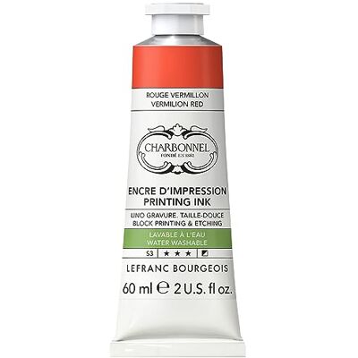 Lefranc Bourgeois 301492 Charbonnel, wasserabwaschbare Kupferdruckfarbe mit ausgezeichnete Lichtechtheit, Vegan, 100% Lösemittelfrei 60ml Tube Zinnoberrot Lefranc Bourgeois 301492 Charbonnel, wasserabwaschbare Kupferdruckfarbe mit ausgezeichnete Lichtechtheit, Vegan, 100% Lösemittelfrei 60ml Tube Zinnoberrot