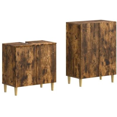 vidaXL 2-teiliges Badezimmer Schrank Set ARNHEM Raucheiche vidaXL 2-teiliges Badezimmer Schrank Set ARNHEM Raucheiche