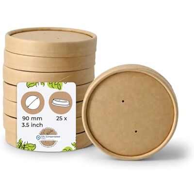 BIOZOYG Pappdeckel Suppenbecher 25 Stück Ø 90 mm Braun Deckel beschichtet für Suppenterrine Einweg Kartondeckel Membrandeckel für Suppenschale to go Salatschale Terrine Luftlöcher Takeaway BIOZOYG Pappdeckel Suppenbecher 25 Stück Ø 90 mm Braun Deckel beschichtet für Suppenterrine Einweg Kartondeckel Membrandeckel für Suppenschale to go Salatschale Terrine Luftlöcher Takeaway