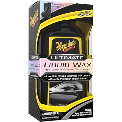Meguiar's Ultimate Liquid Wax Flüssigwachs Emulsion Thinfilm-Technologie, Wachs mit Wasserabperleffekt, lange Standzeit, extra Glanz, 473ml, G210516EU Meguiar's Ultimate Liquid Wax Flüssigwachs Emulsion Thinfilm-Technologie, Wachs mit Wasserabperleffekt, lange Standzeit, extra Glanz, 473ml, G210516EU